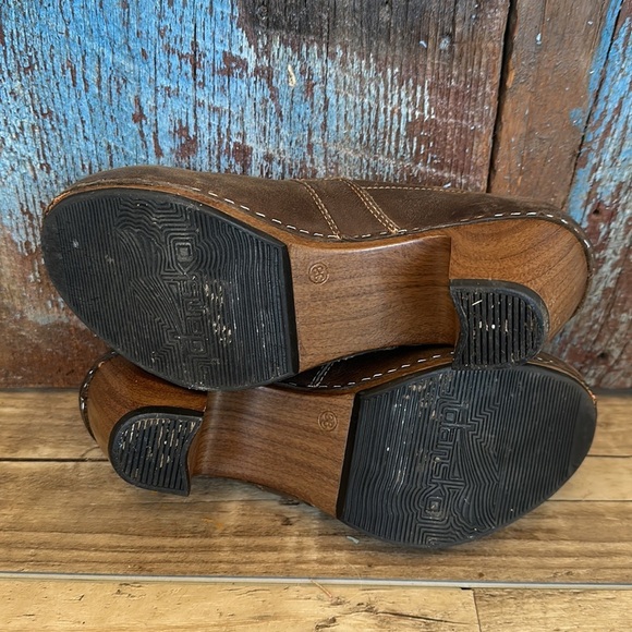 Dansko Rikki Women’s Brown Leather Heeled Clog Size 38 - Picture 9 of 11